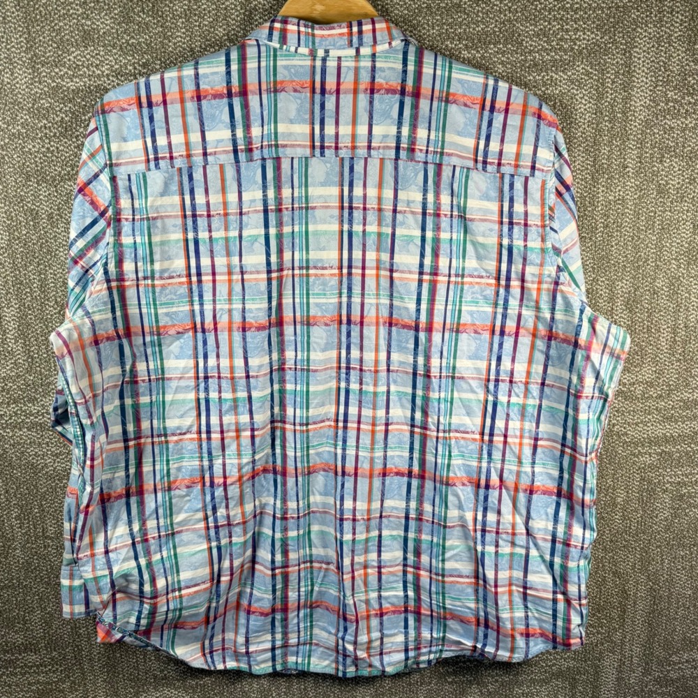 Robert Graham Plaid Skull Jacquard Shirt Mens 4XLT Blue Multi Long Sleeve Button - Picture 4 of 9